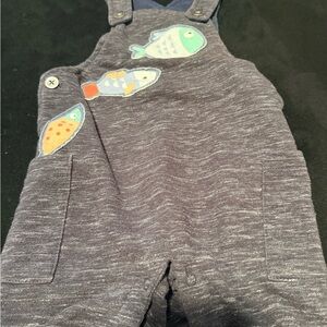 Charming Kids Overalls with Fish Appliqué